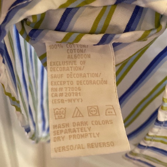 Tommy Hilfiger button down blue & green striped shirt size Large - Picture 5 of 5